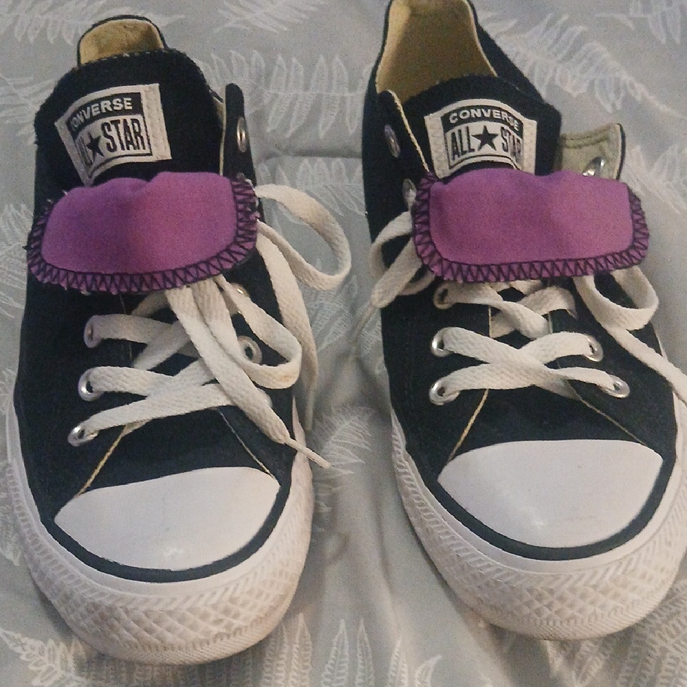 Converse Black Sneakers with Purple Highlights
